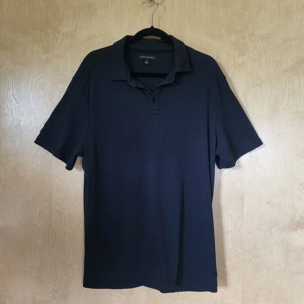 Banana Republic Knit Cotton Polo Shirt Black Size XL